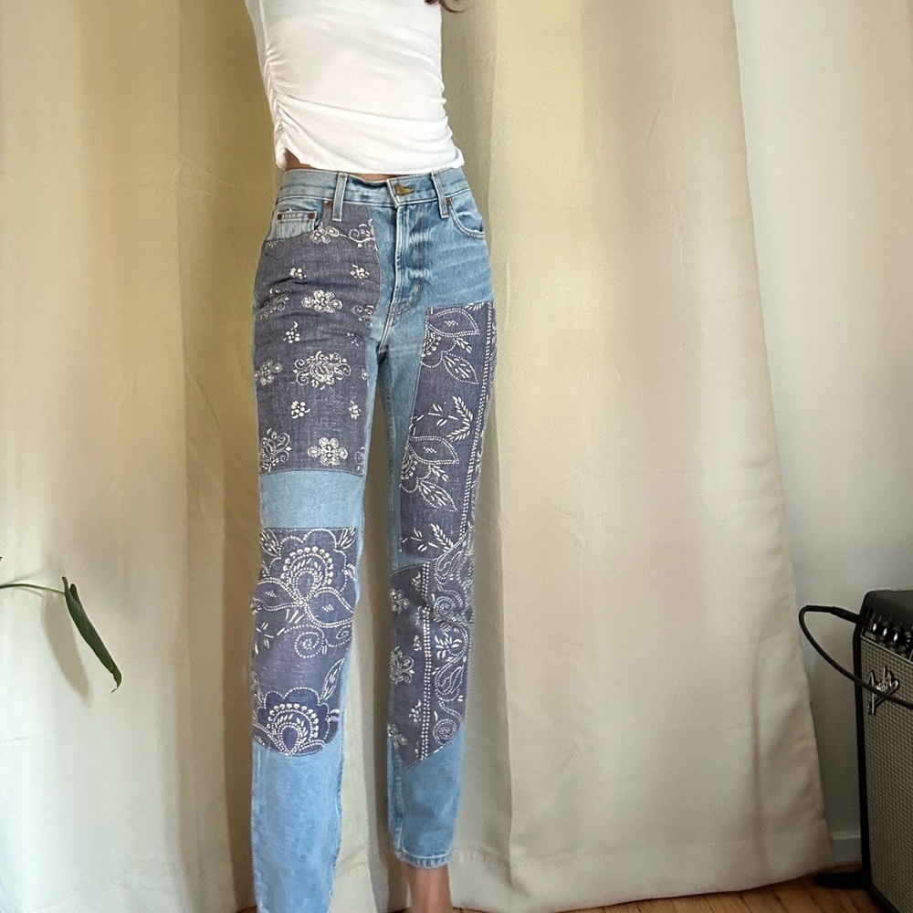 B sides paisley print patchwork jean size 24